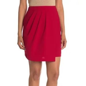 Elegant Red Mid Length Pleated Skirta